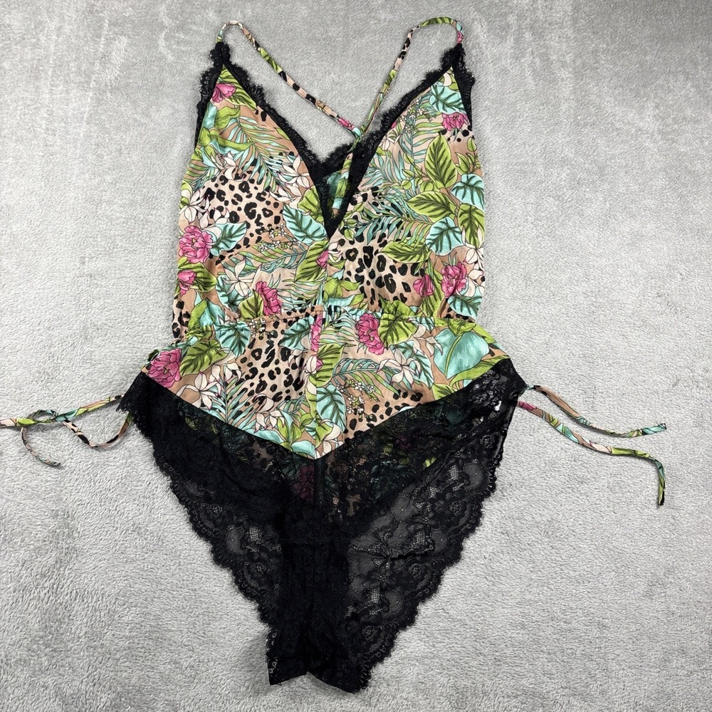 NWT INC Intimates Women's Teddy Lingerie Lace/Chiffon Jungle/Leopard Print XL